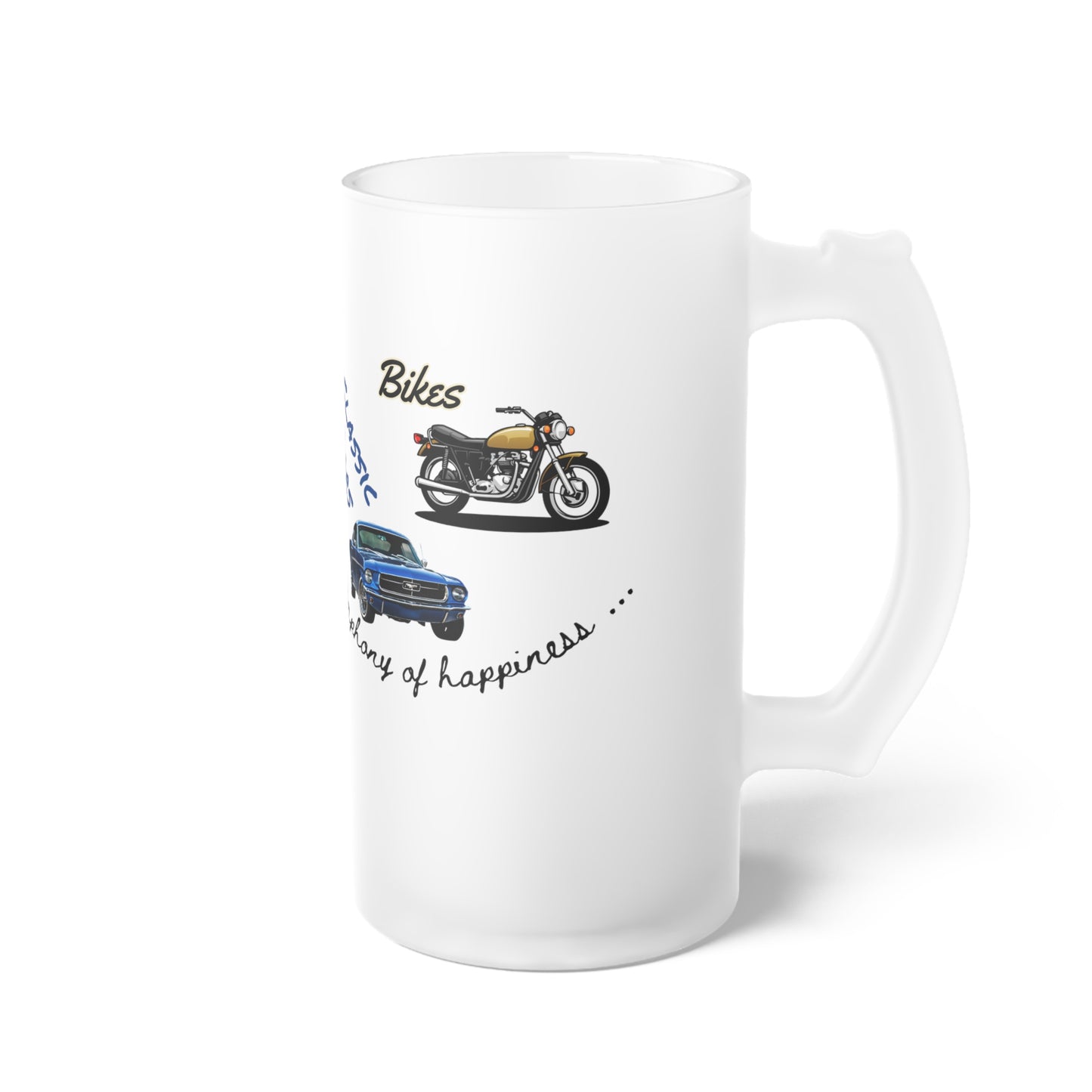 Beer, Guitars, Classic Cars, Bikes Frosted Glass Beer Mug
