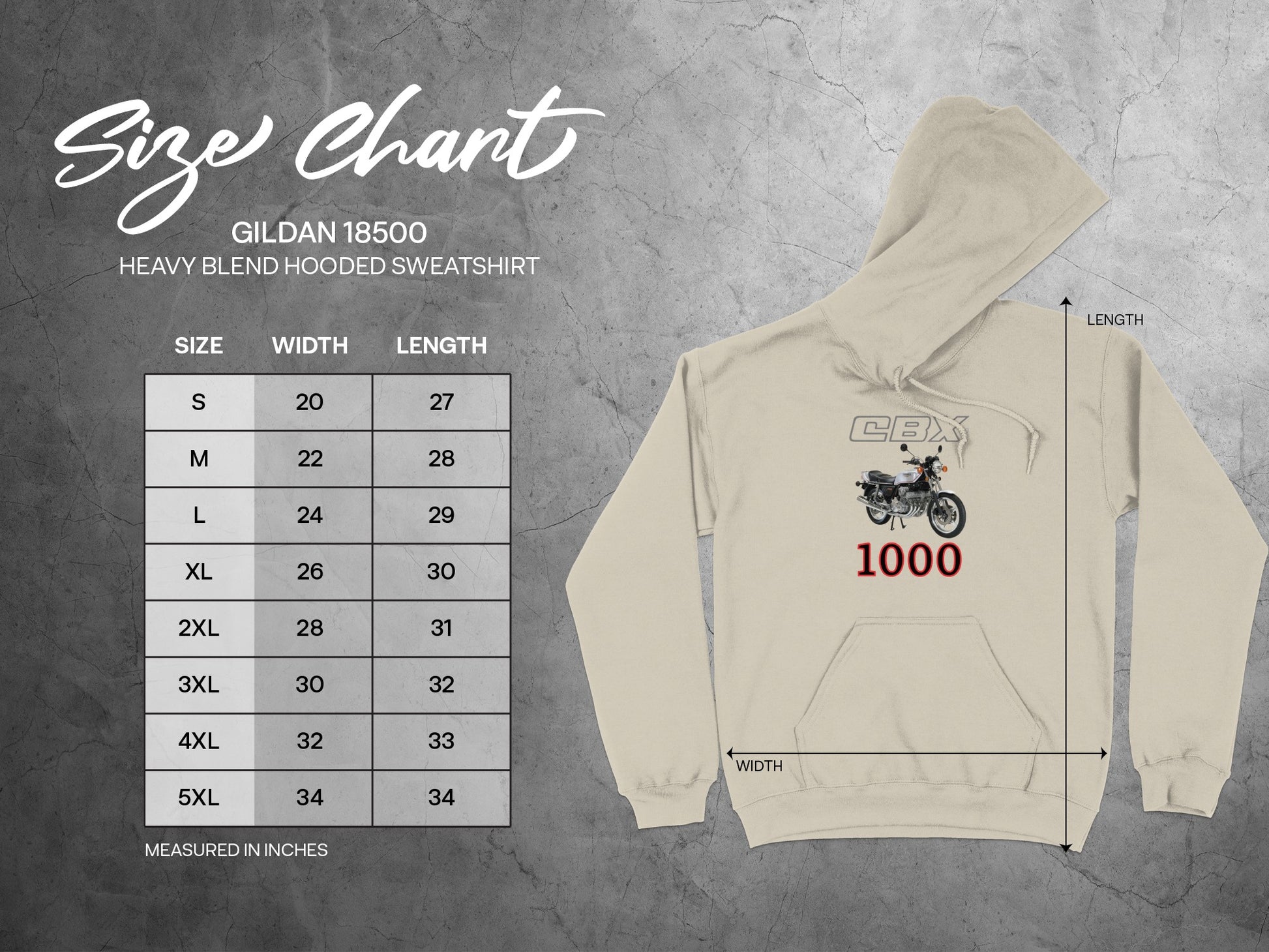 Classic Motorcycle Print Hooded Sweatshirt for Bikers