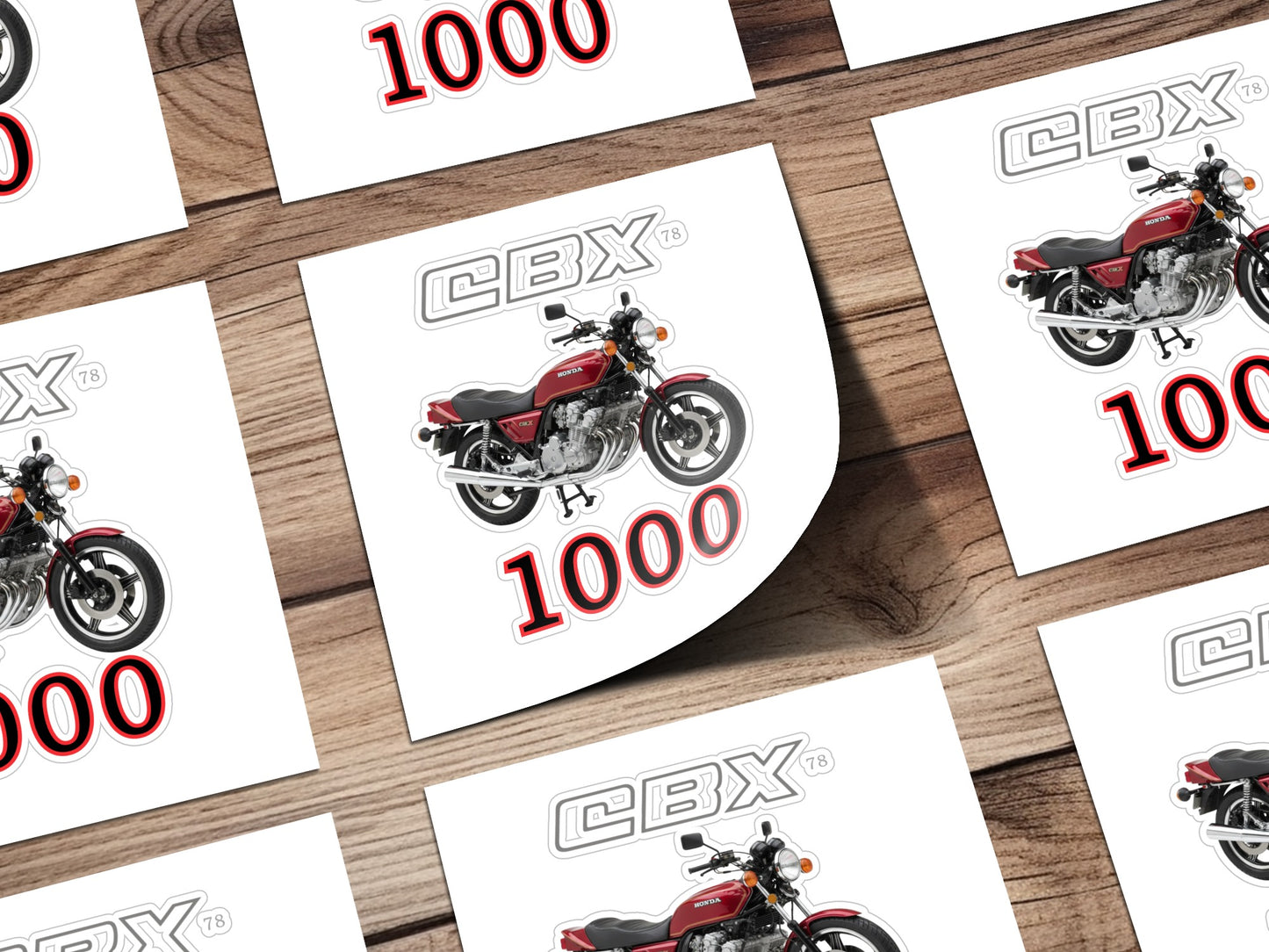 Vintage Red Motorcycle Graphic CBX 1000 Sticker Sheet