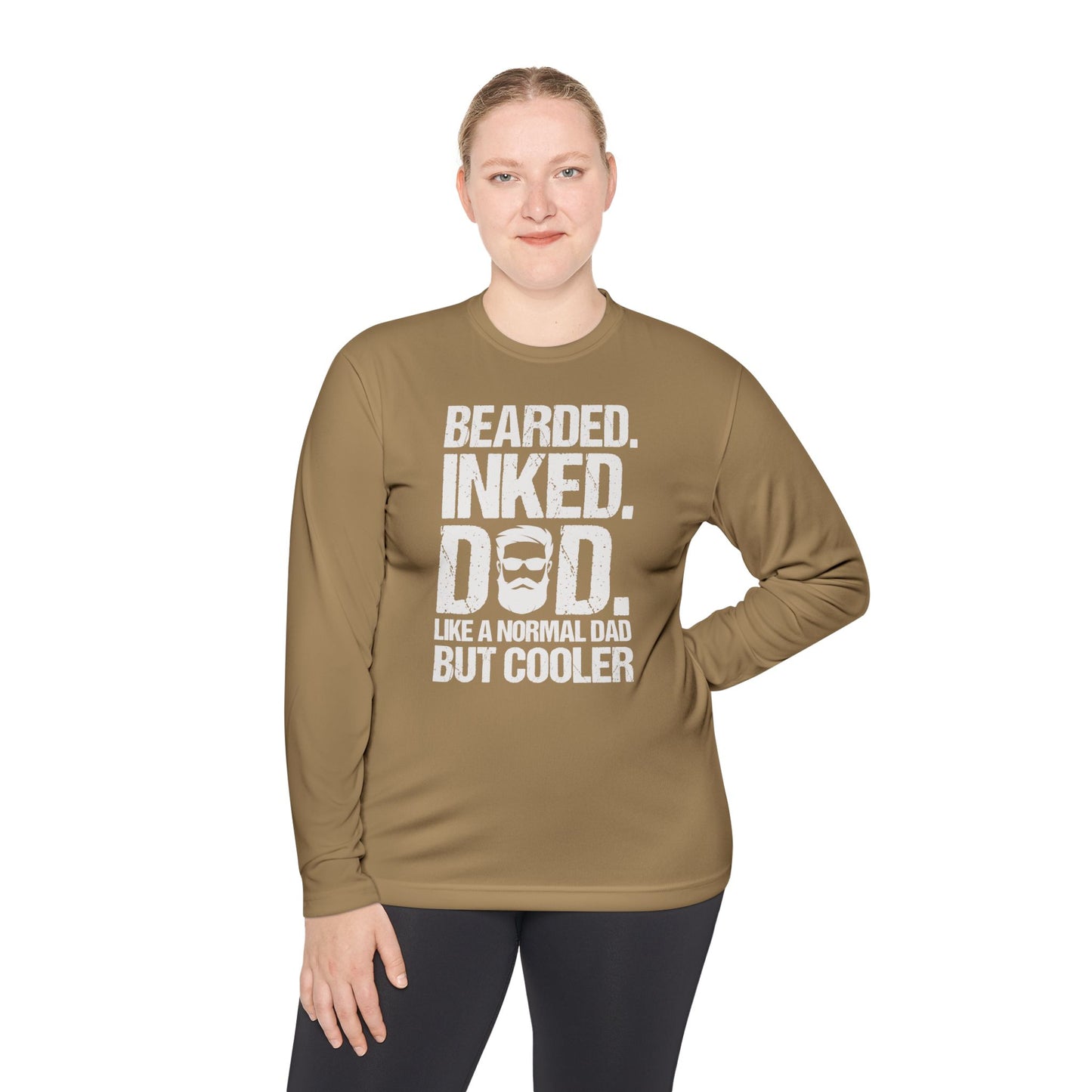 Bearded, Inked, Dad, Like a Normal Dad Just Cooler, Bearded Inked Dad Tee, Dad Tee, Unisex Lightweight Long Sleeve Tee