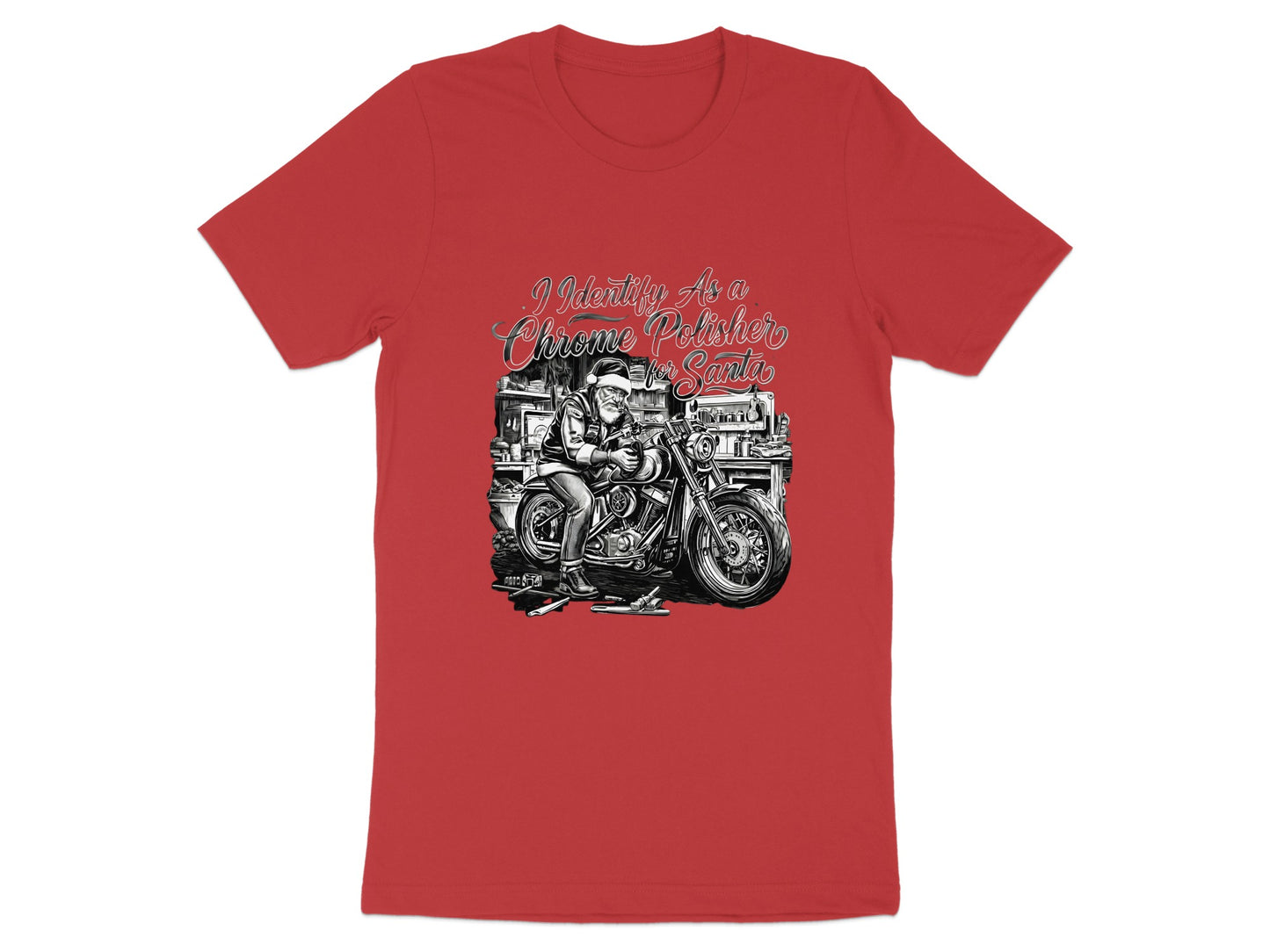 Santa Riding Motorcycle Graphic T-Shirt Holiday Design