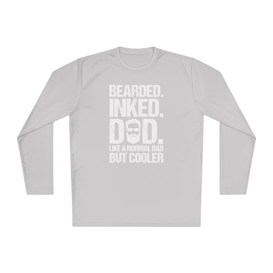 Bearded, Inked, Dad, Like a Normal Dad Just Cooler, Bearded Inked Dad Tee, Dad Tee, Unisex Lightweight Long Sleeve Tee
