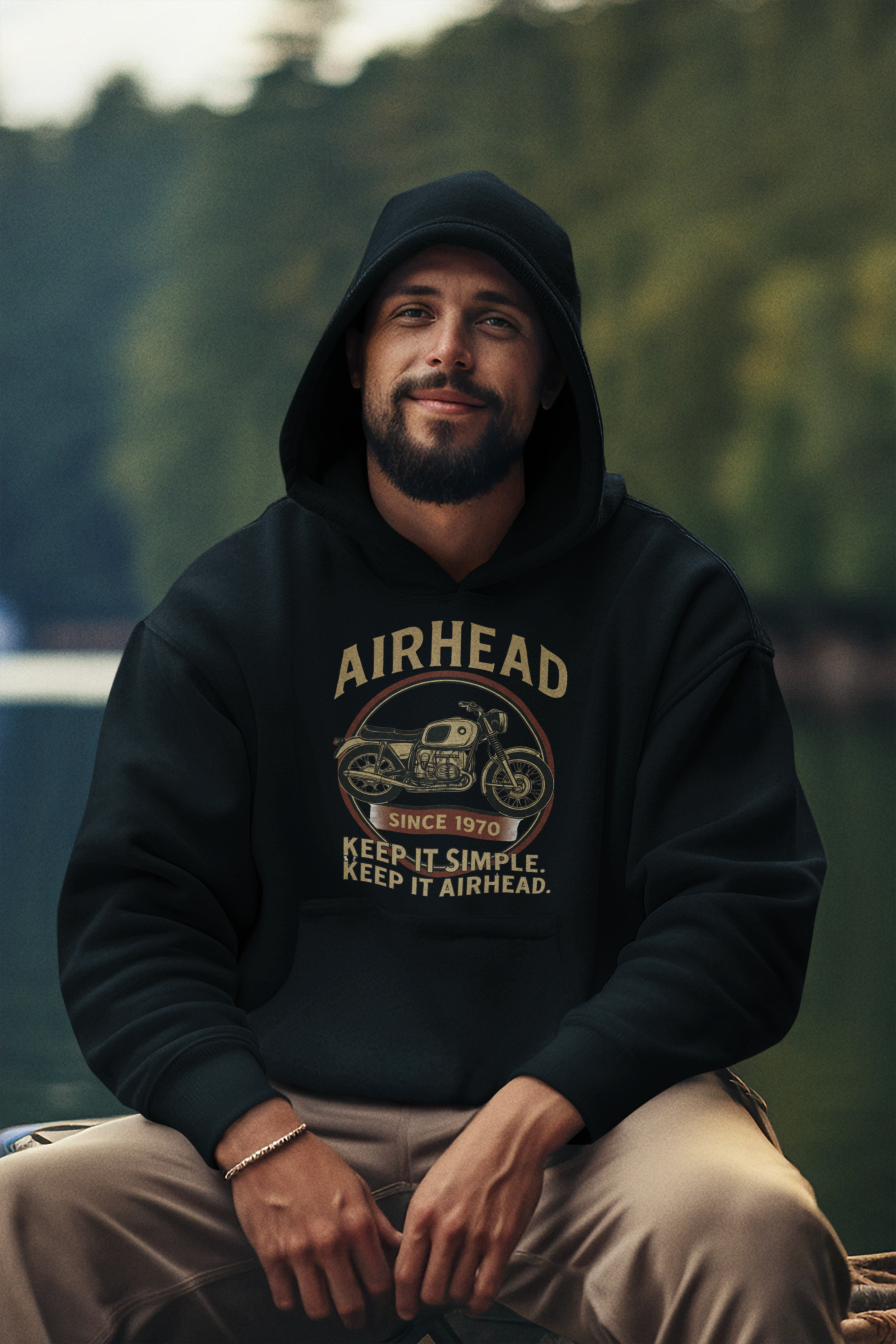 BMW Airhead Motorcycle Hoodie - Keep It Airhead | Unisex Comfortable Sweatshirt for Bikers, Casual Wear, Gifts, Road Trips, and Adventures
