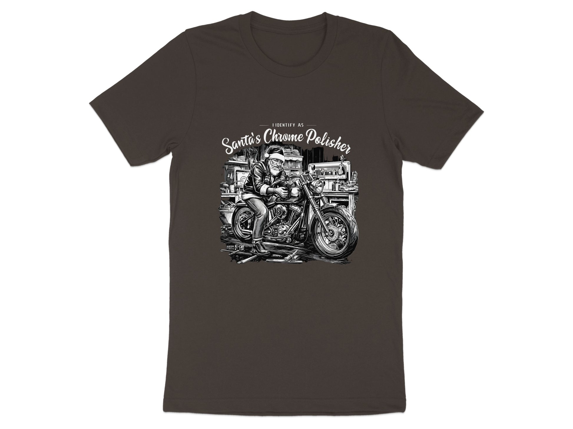 Santa's Chrome Polisher Motorcycle Design T-shirt