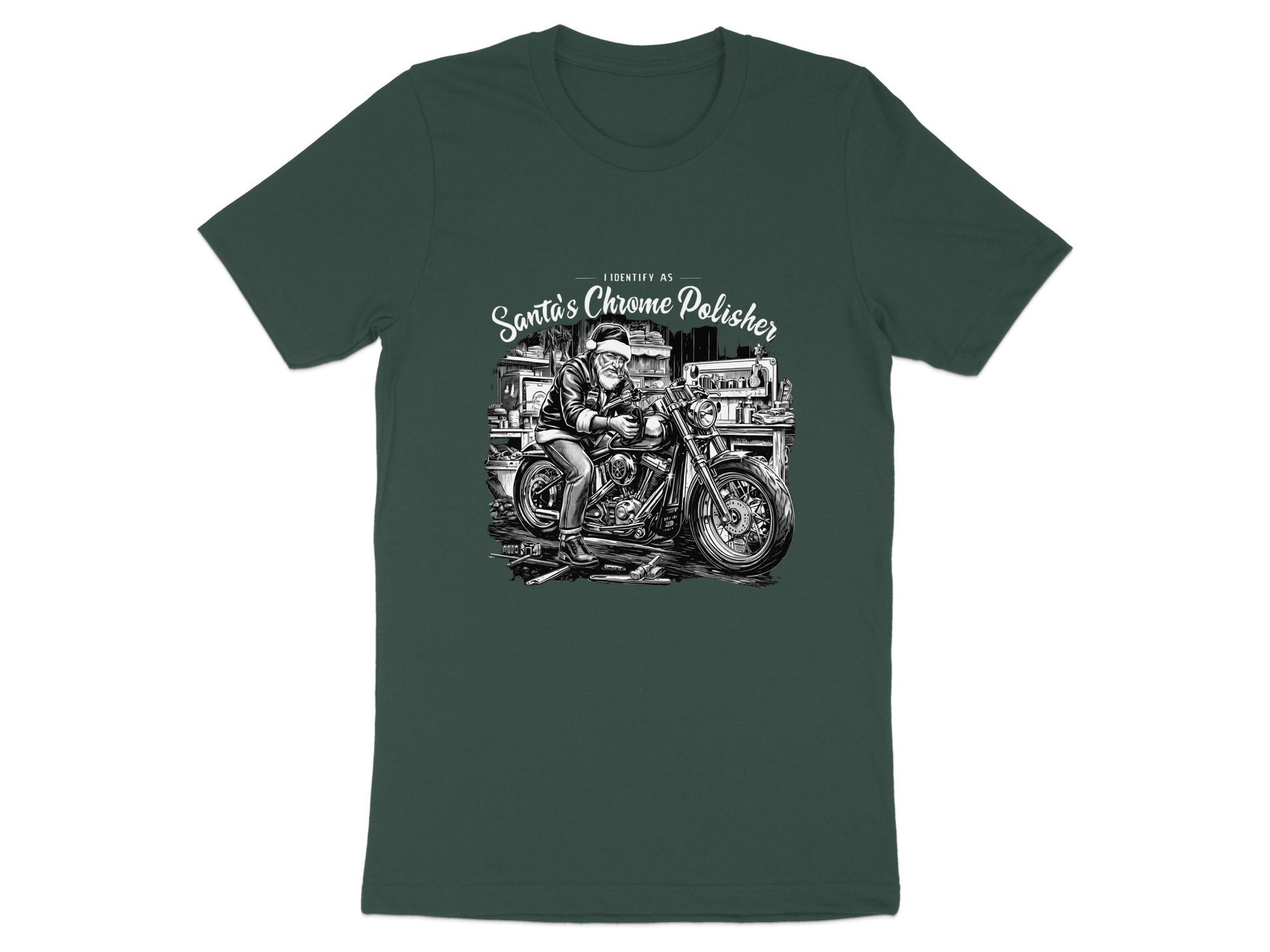 Santa's Chrome Polisher Motorcycle Themed T-Shirt