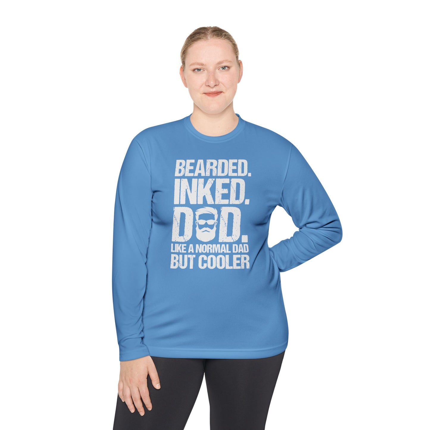 Bearded, Inked, Dad, Like a Normal Dad Just Cooler, Bearded Inked Dad Tee, Dad Tee, Unisex Lightweight Long Sleeve Tee