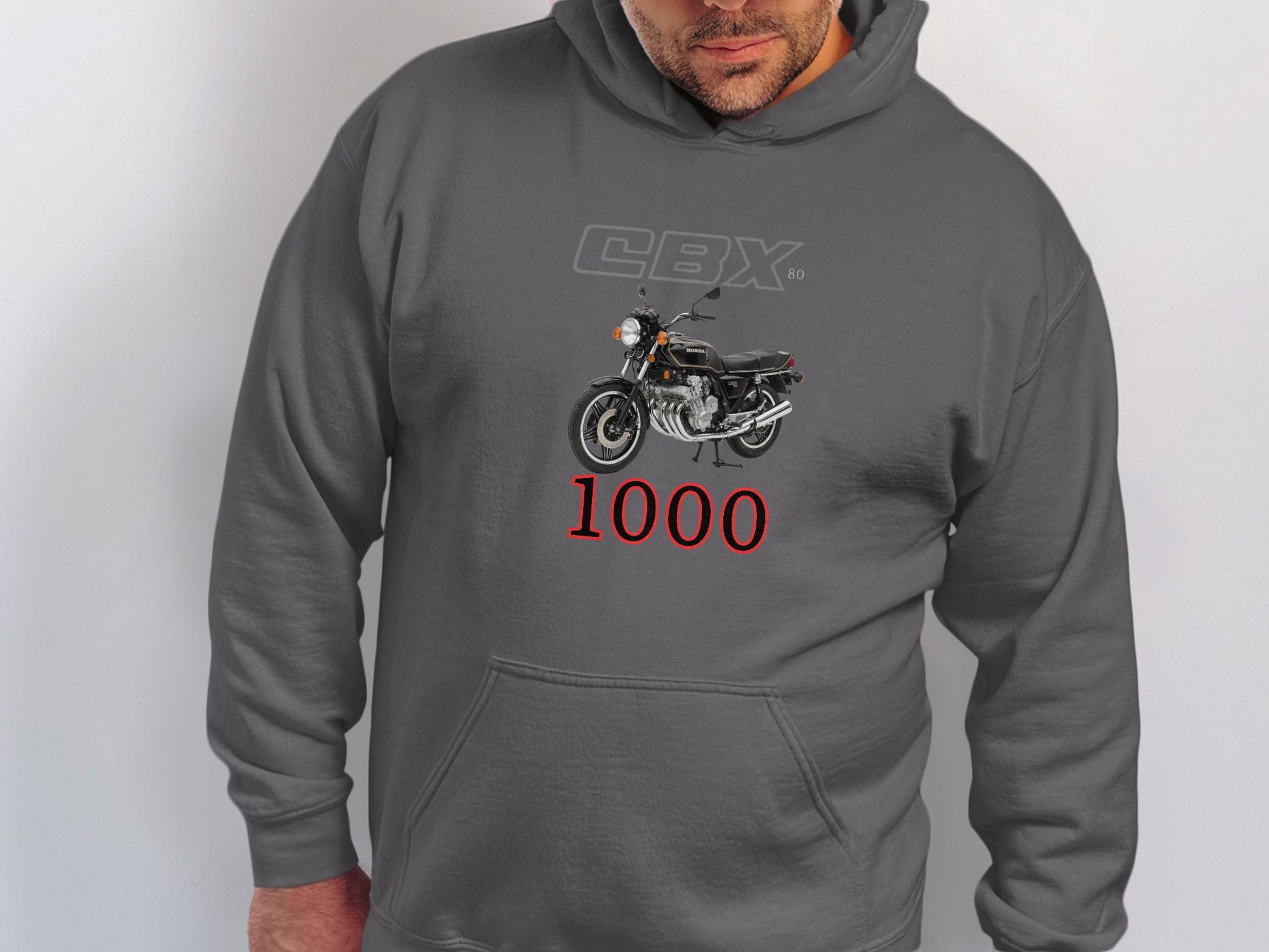 Vintage Motorcycle Design CBX 1000 Printed Hoodie