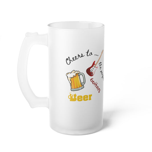 Beer, Guitars, Classic Cars, Bikes Frosted Glass Beer Mug
