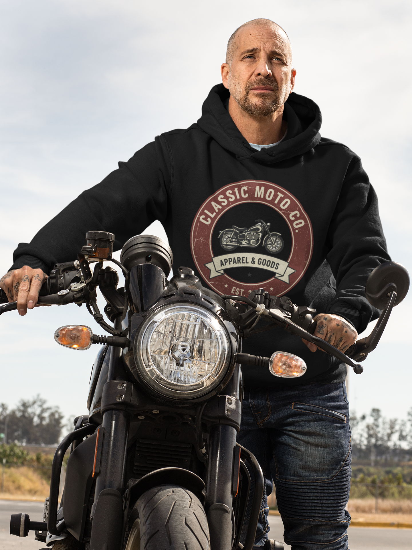 Classic Moto Co. Unisex Heavy Blend Hoodie, Motorcycle Sweatshirt, Biker Gear, Gift for Riders, Casual Wear, Vintage Style