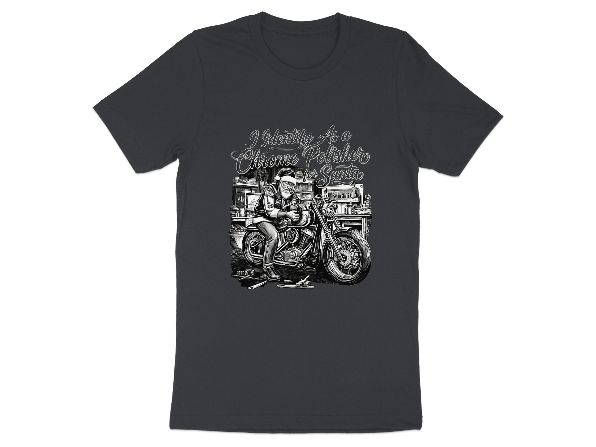 Santa Riding Motorcycle Graphic T-Shirt