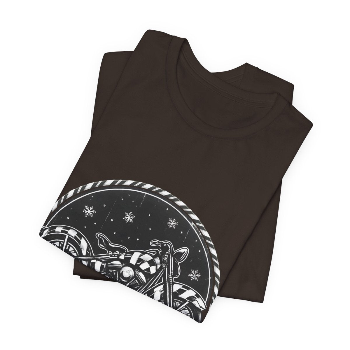 Unique Motorcycle and Snowflakes Graphic T-shirt