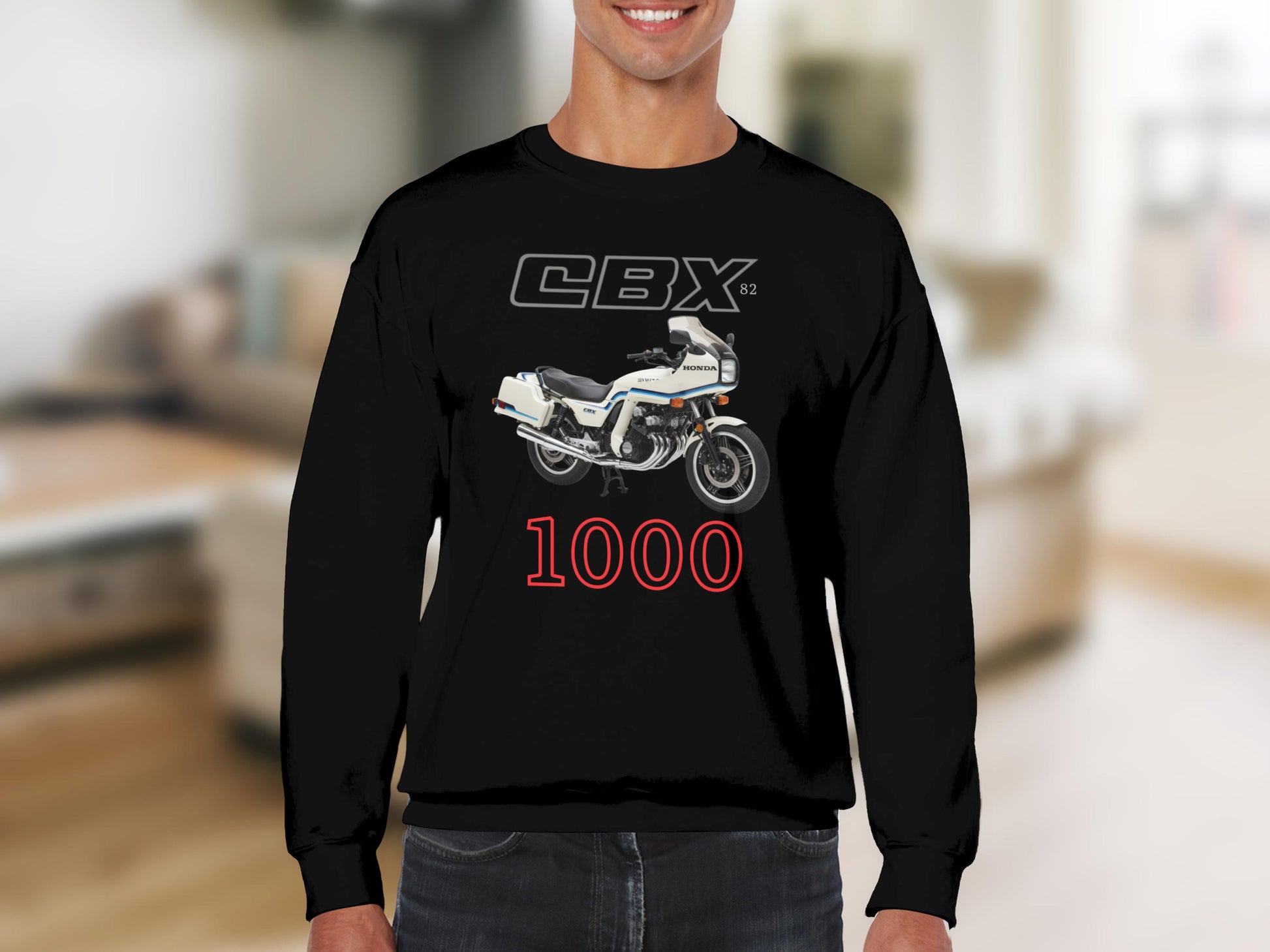 Vintage CBX 1000 Motorcycle Graphic Black Sweatshirt