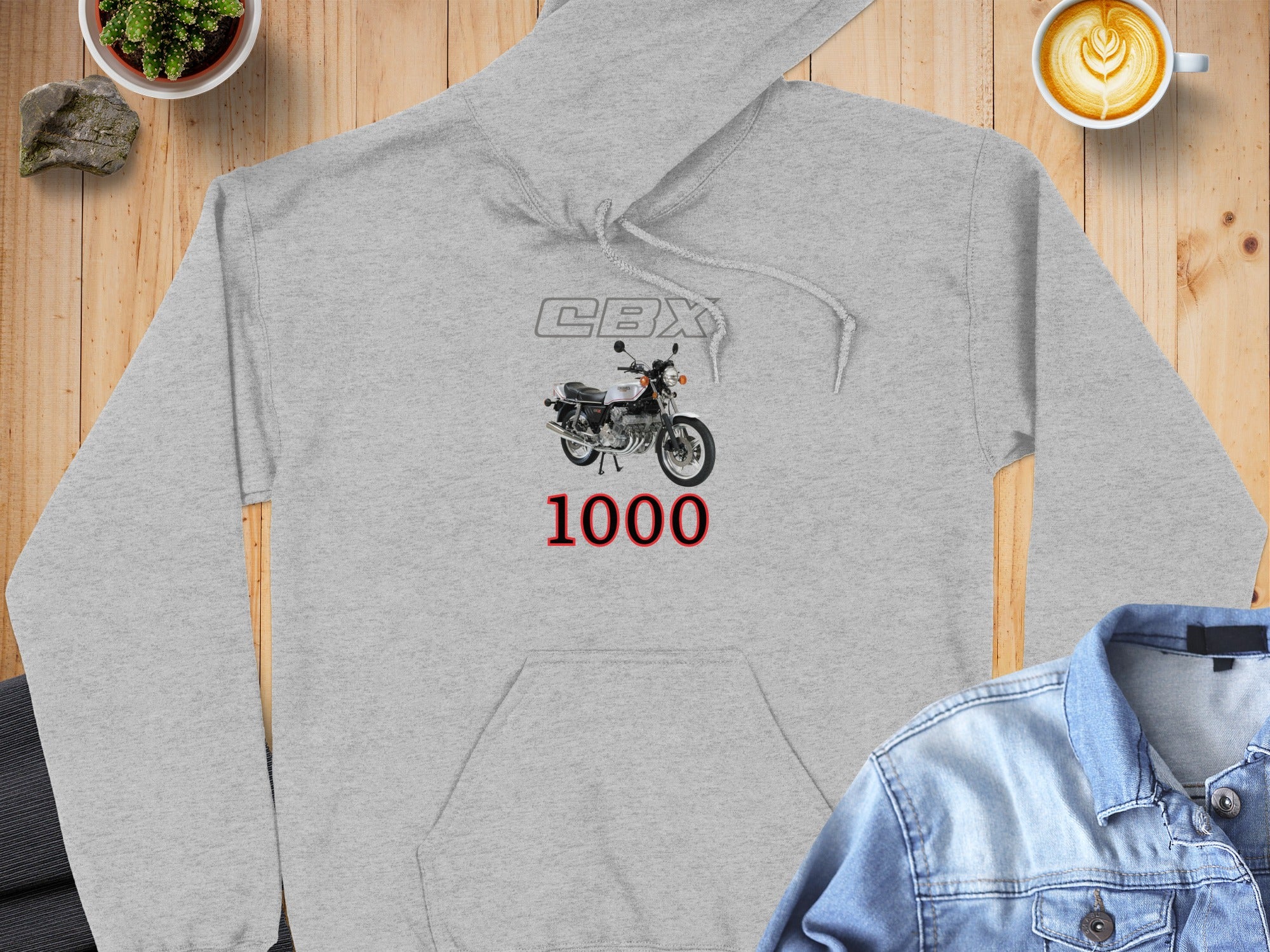 Stylish Hoodie with CBX 1000 Motorcycle Print
