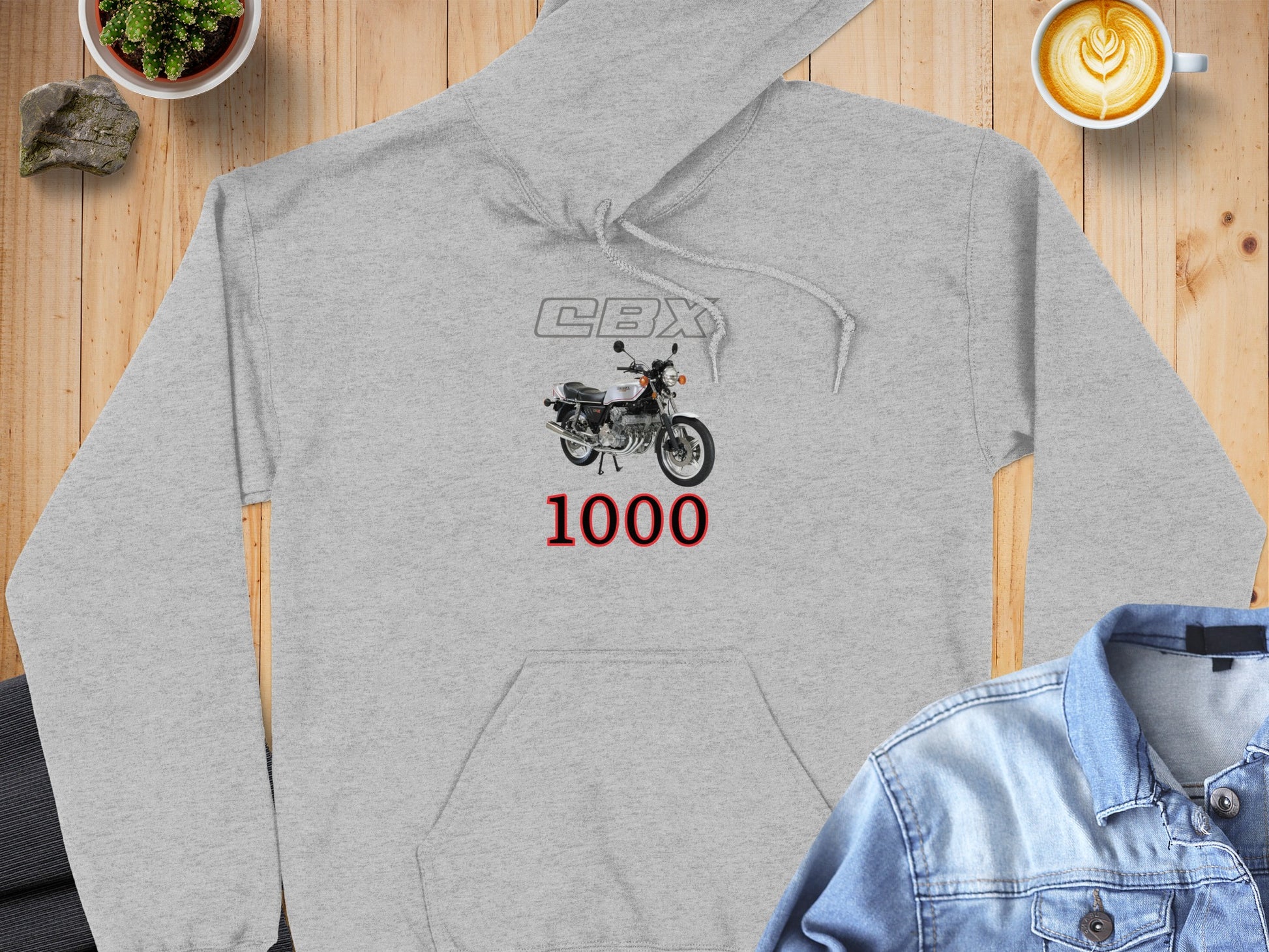 Stylish Hoodie with CBX 1000 Motorcycle Print